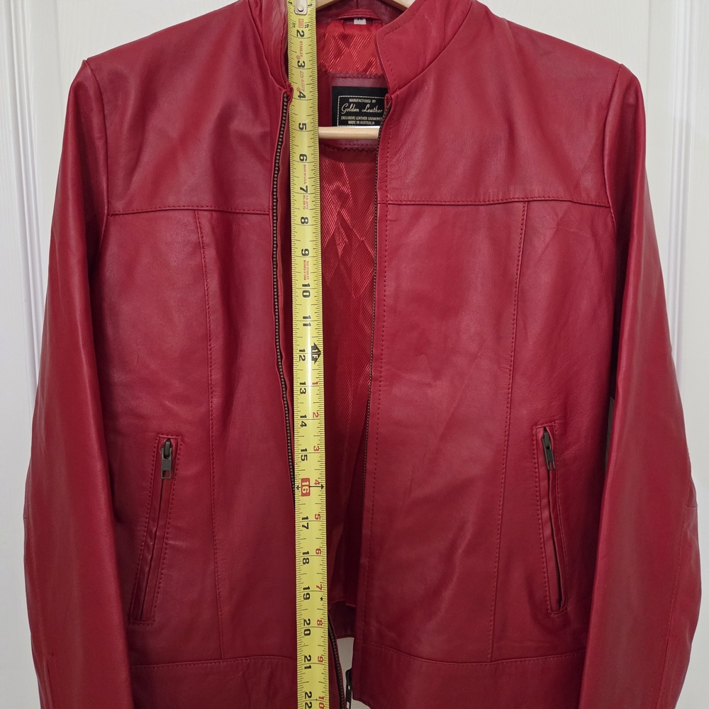 Women's Australian Red Leather Jacket - Picture 5 of 7